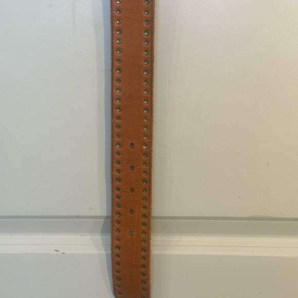 Banana Republic Brown Studded Leather Big Gold Buckle Belt, Small - Picture 6 of 9